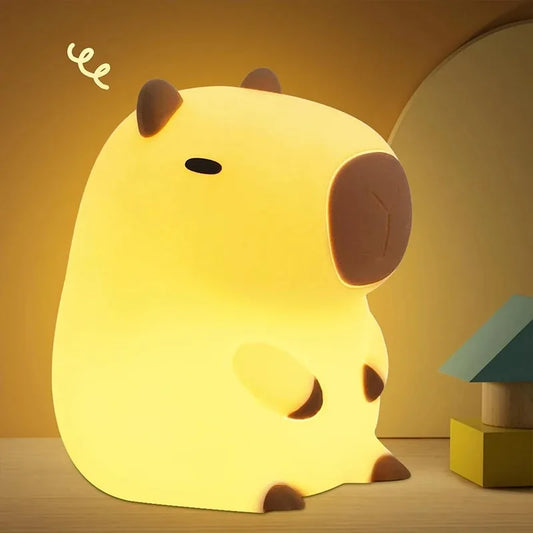 Cute Pet Capybara Night Light Cute Cartoon Silicone Creative Bedside Sleep Night Lamp For Children's Room Decor Birthday gift